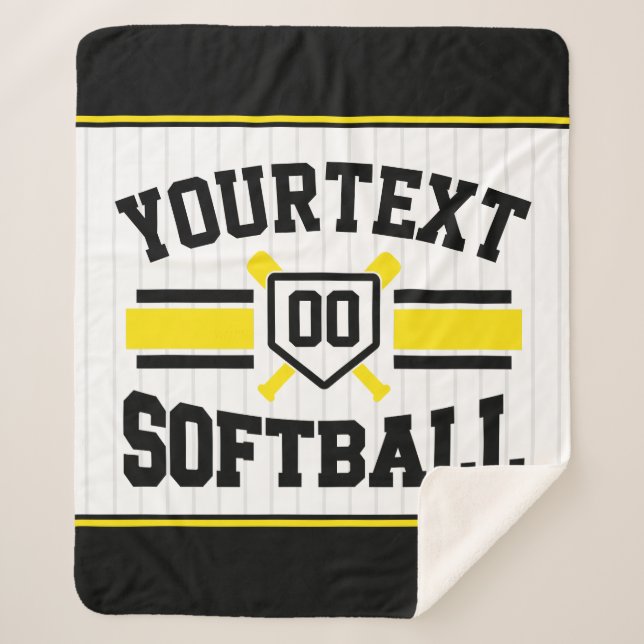 Couverture Sherpa AJOUT PERSONNALISÉ NOM Softball Player Varsity Tea (Devant)
