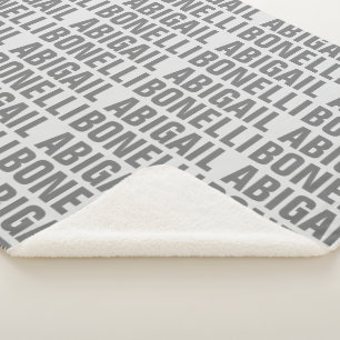 Couverture Sherpa Ajouter le nom minimaliste gras moderne gris chic
