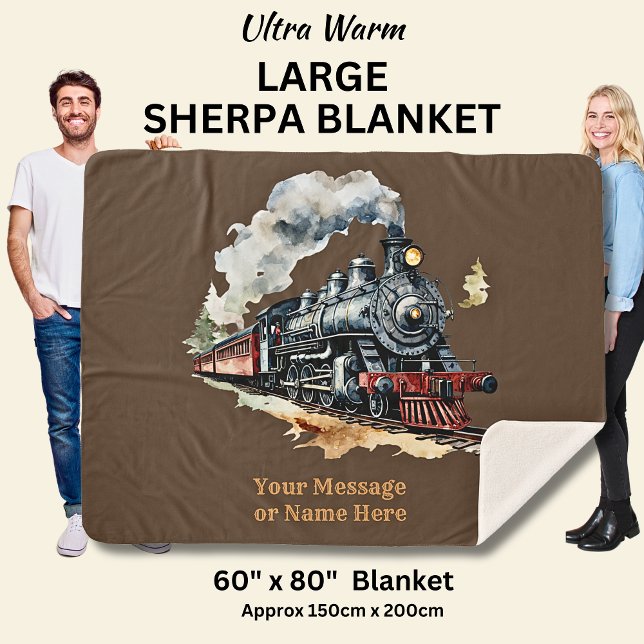 Couverture Sherpa Ajouter le nom Steam Train Imaginaire de moteur Pe (Créateur téléchargé)
