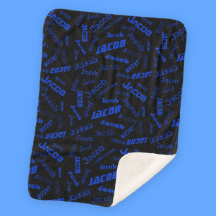 Couverture Sherpa Ajouter un nom ou un mot Bleu et noir