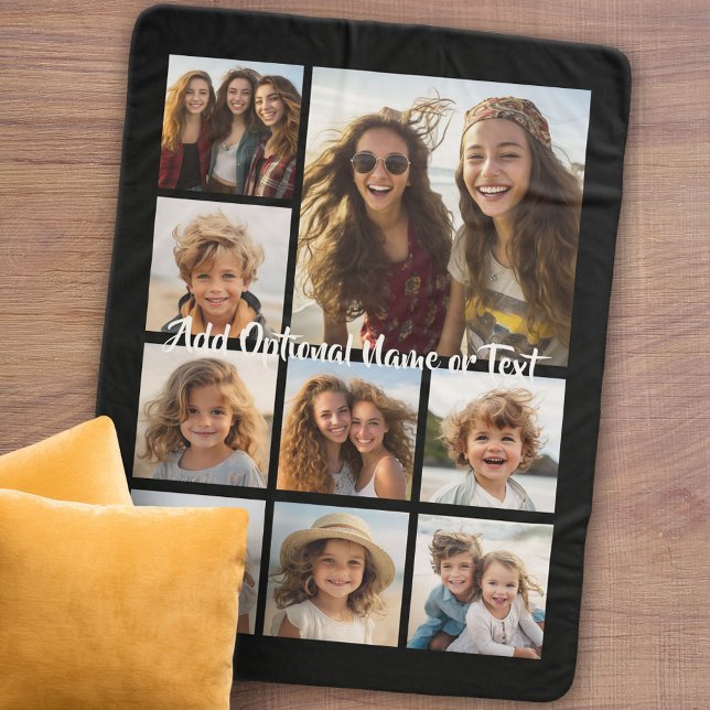 Couverture Sherpa Ajouter votre propre collection de 9 photos — PEUT (Personalized sherpa blanket with photos and text)