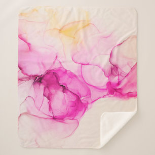 Couverture Sherpa Alcool encre texture marine. L'art contemporain.