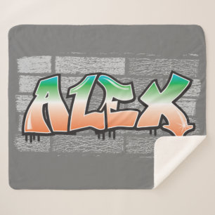 Couverture Sherpa ALEX Votre nom Graffiti Brick Wall Paint Splatter