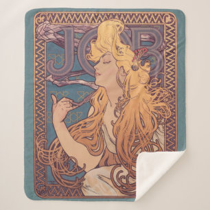 Couverture Sherpa Alfonse Mucha Job Art Nouveau femme