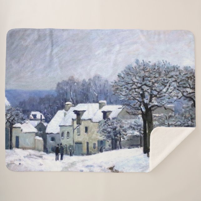 Couverture Sherpa Alfred Sisley Place du Chenil à Marly, neige (Devant (Horizontal))