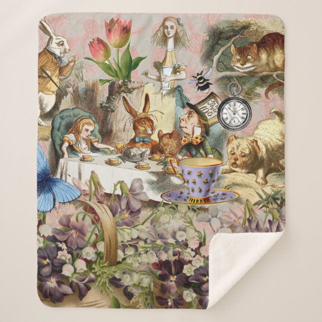Couverture Sherpa Alice au pays des merveilles Tea Party Art (Devant)