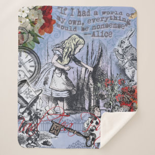 Couverture Sherpa Alice nonsense rideau merveilleux - Bleu