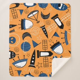 Couverture Sherpa Alien OVNI, vaisseaux spatiaux, motif pour enfants
