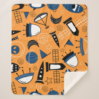 Couverture Sherpa Alien OVNI, vaisseaux spatiaux, motif pour enfants