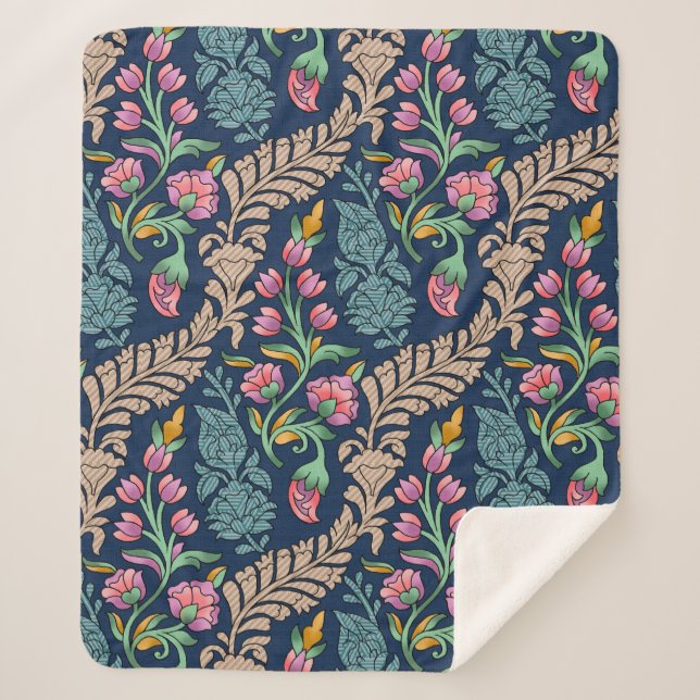 Couverture Sherpa Allover traditionnel moghole Designs, motif, flore (Devant)