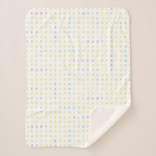 Couverture Sherpa Alphabet Douce Bébé ABC Couleurs Traditionnelles (Devant)