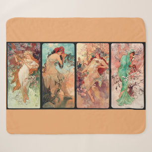Couverture Sherpa Alphonse Mucha, Les Quatre Saisons (1896) 
