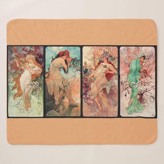 Couverture Sherpa Alphonse Mucha, Les Quatre Saisons (1896)  (Devant (Horizontal))