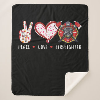 Couverture Sherpa Amateurs de pompiers Peace Love | Cadeaux pompiers