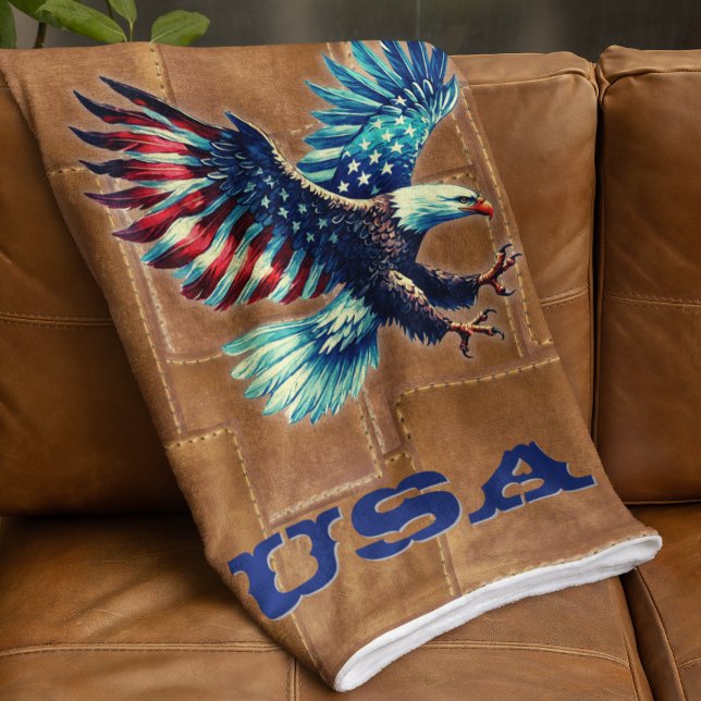 Couverture Sherpa American Flag Eagle Rustic Sherpa Blanket (Créateur téléchargé)