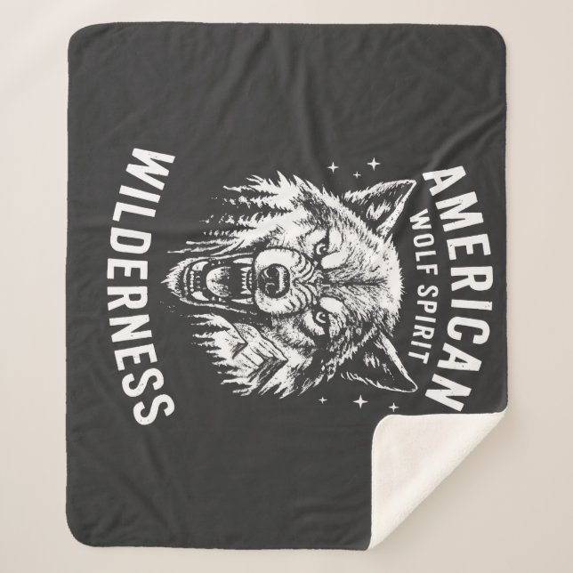 Couverture Sherpa American Wolf Spirit Wilderness T-Shirt (Devant)