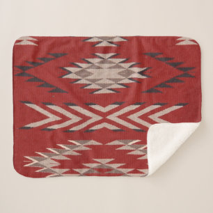 Couverture Sherpa Amérindien Motif rouge du sud-ouest