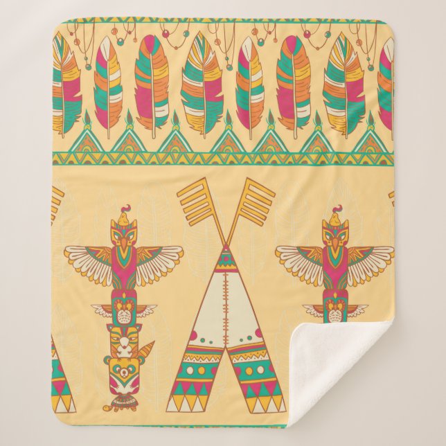 Couverture Sherpa Amérindiens amérindiens sans couture pat (Devant)