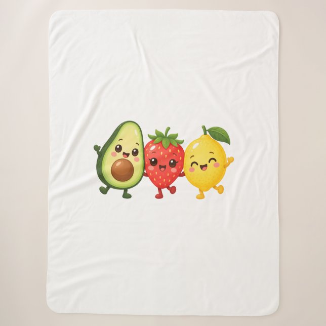 Couverture Sherpa Amis Fruits Heureux (Devant)