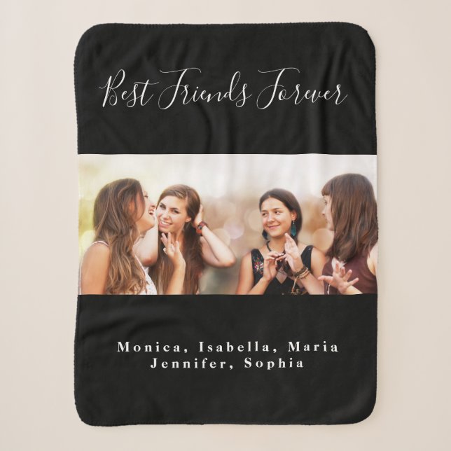 Couverture Sherpa Amis pour toujours BFF photos noir (Devant)