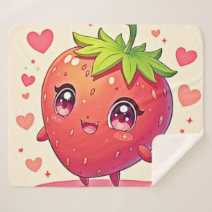 Couverture Sherpa Amour aux fraises adorable