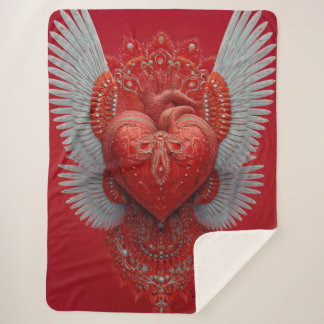 Couverture Sherpa "Amour de la Saint-Valentin avec des ailes"