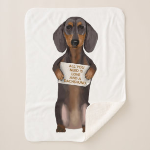 Couverture Sherpa Amour et Dachshund