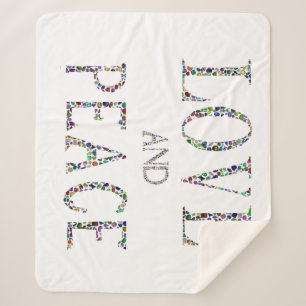 Couverture Sherpa Amour et Paix - Design de lettres de pierres préci