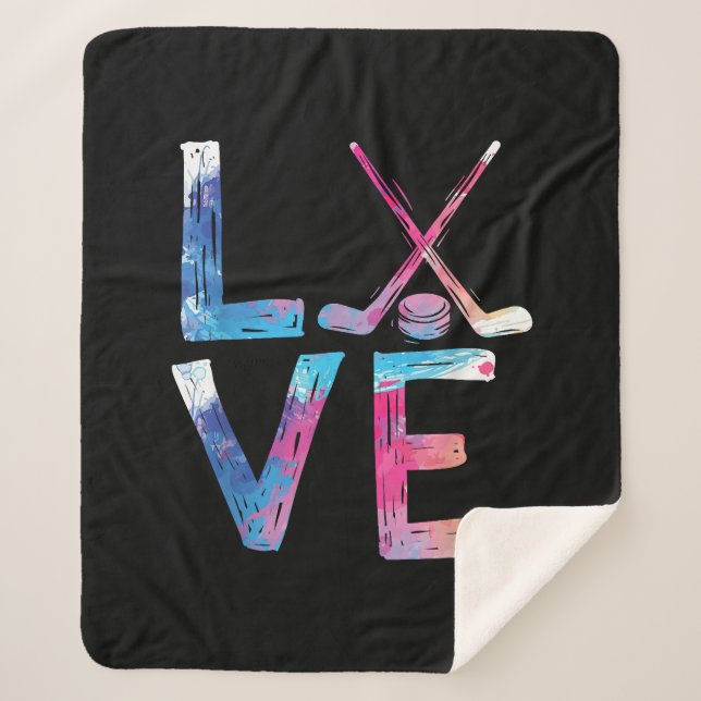 Couverture Sherpa Amour Hockey sur glace filles Dons de hockey femme (Devant)