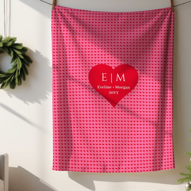 Couverture Sherpa Amour Moderne Intemporel Cœurs Saint-Valentin Pers (Modern Timeless Love Hearts Personalized Valentine Sherpa Blanket )
