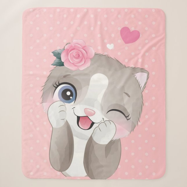 Couverture Sherpa Amoureux des chats | Cute Little Kittens (Devant)