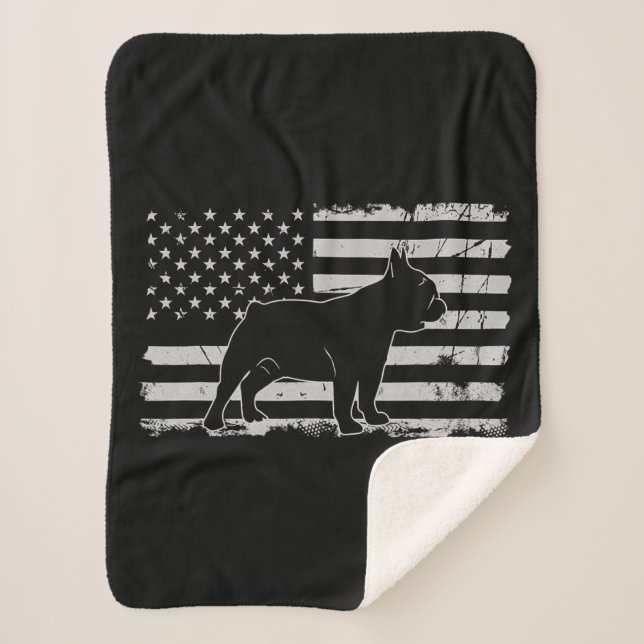 Couverture Sherpa amoureux des chiens | American Flag French Bulldog (Devant)