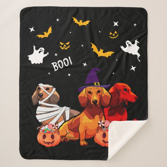 Couverture Sherpa Amoureux des chiens de Dachshund Halloween (Devant)