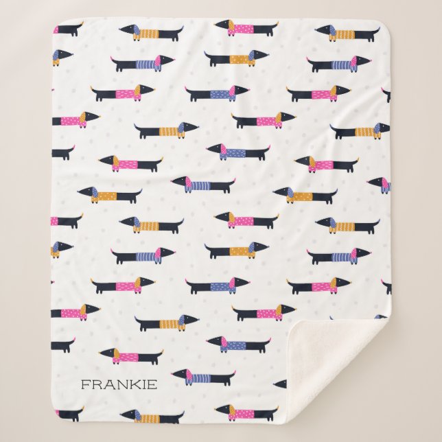 Couverture Sherpa Amoureux des chiens Motif Dachshund personnalisé (Devant)