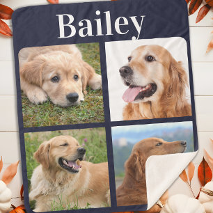 Couverture Sherpa Amoureux des chiens Personnalisé 4 Photo Collage M