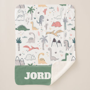 Couverture Sherpa Amusant Pastel Dinosaur Motif de scène