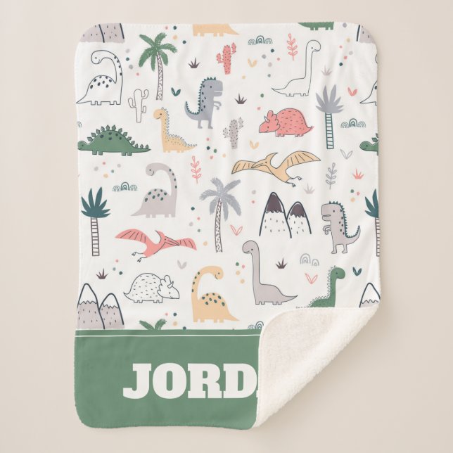 Couverture Sherpa Amusant Pastel Dinosaur Motif de scène (Devant)
