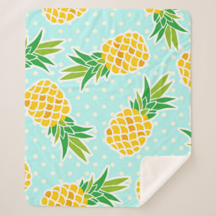 Couverture Sherpa Ananas Exotiques : Polka Bleu-Dot Amusant.