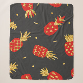 Couverture Sherpa Ananas rouge, parties scintillant, arrière - plan 