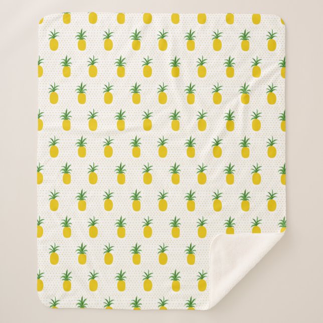 Couverture Sherpa Ananas tropicaux d'or (Devant)
