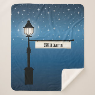 Couverture Sherpa Ancien Lampadaire la Nuit & Enseigne pour Nom de F
