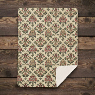 Couverture Sherpa Ancien motif damassé victorien