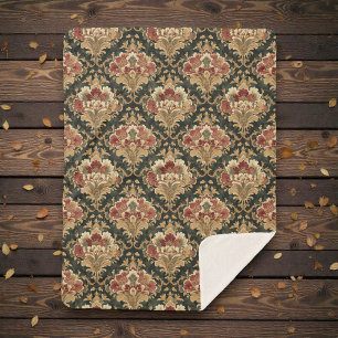 Couverture Sherpa Ancien motif damassé victorien