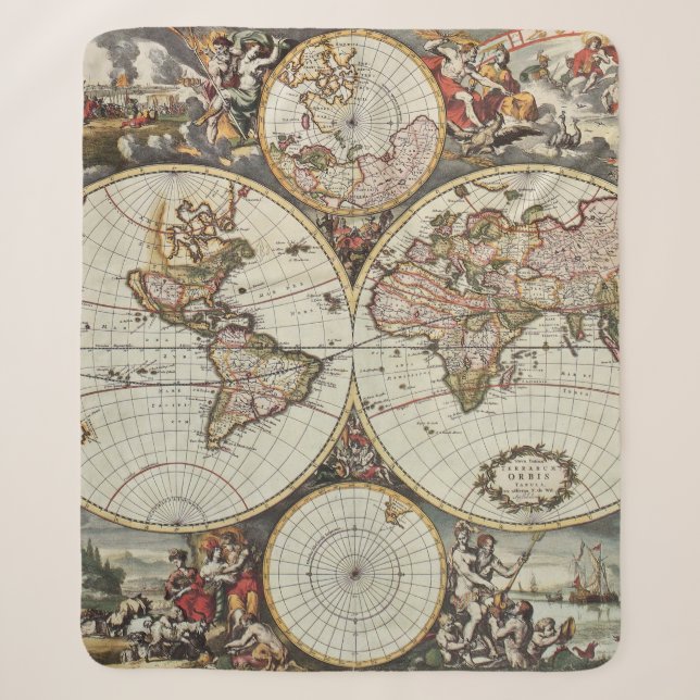 Couverture Sherpa Ancienne carte des hémisphères du monde. Créé par  (Devant)