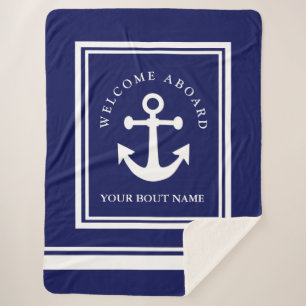 Couverture Sherpa Ancre bleue marine Sherpa Blanket