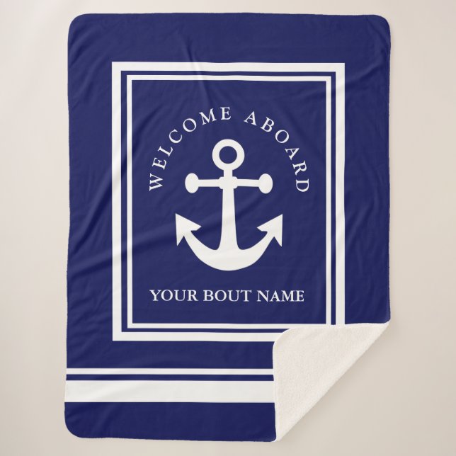 Couverture Sherpa Ancre bleue marine Sherpa Blanket (Devant)