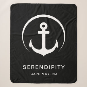 Couverture Sherpa Ancre de bateau Monogramme noir