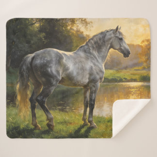 Couverture Sherpa Andalusian Stallion by the Lake