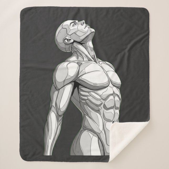 Couverture Sherpa Android Anatomy: Futuristic Cyborg Sherpa Blanket (Devant)