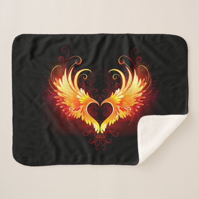 Couverture Sherpa Angel Fire Heart with Wings (Devant (Horizontal))